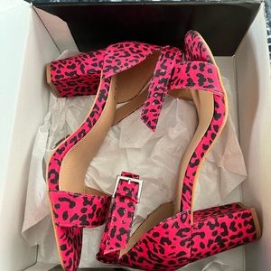 Torrid Pink and Black Leopard Sandal/Heel